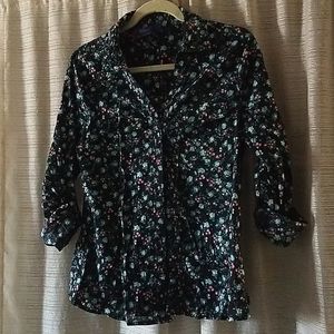 Miley MAX Black Floral Button Down Top